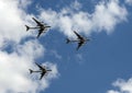 The group of Soviet strategic bomber Tupolev Tu-95 Bear flies over Red Square.